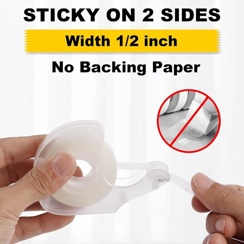 Glufirm Double Sided Tape Light Duty, 1/2 x 500 inches, 6 Pack, Narrow Double Stick Tape with Dispenser for Crafts, Arts Projects, Christmas Gifts Wrapping, Office and School Supplies. - Image 2
